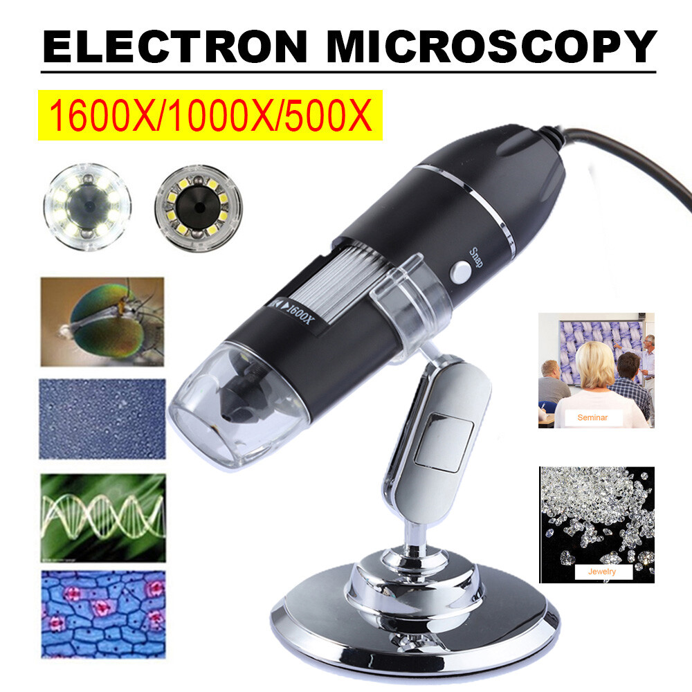 1600X 8LED 2MP USB Digital Microscope Endoscope Zoom Camera Magnifier With Stand