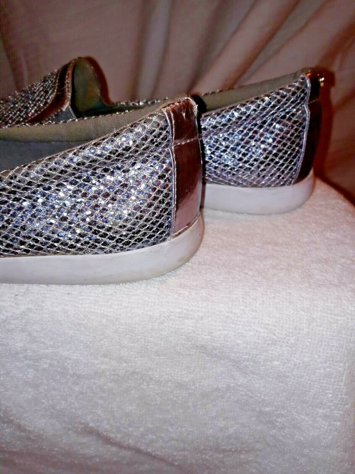 IMAN silver Glitter Sparkle Loafer Shoe 8.5