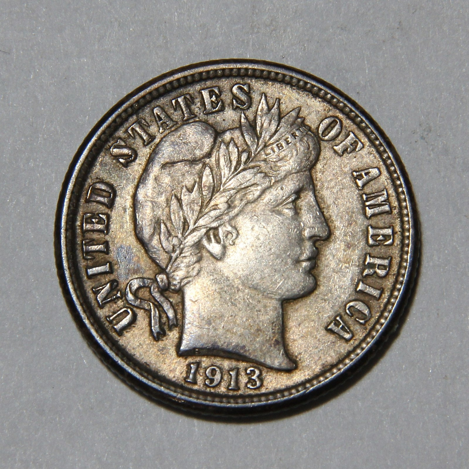 1913-P US Barber Dime 10c Nice AU Condition Great Look!! -291-