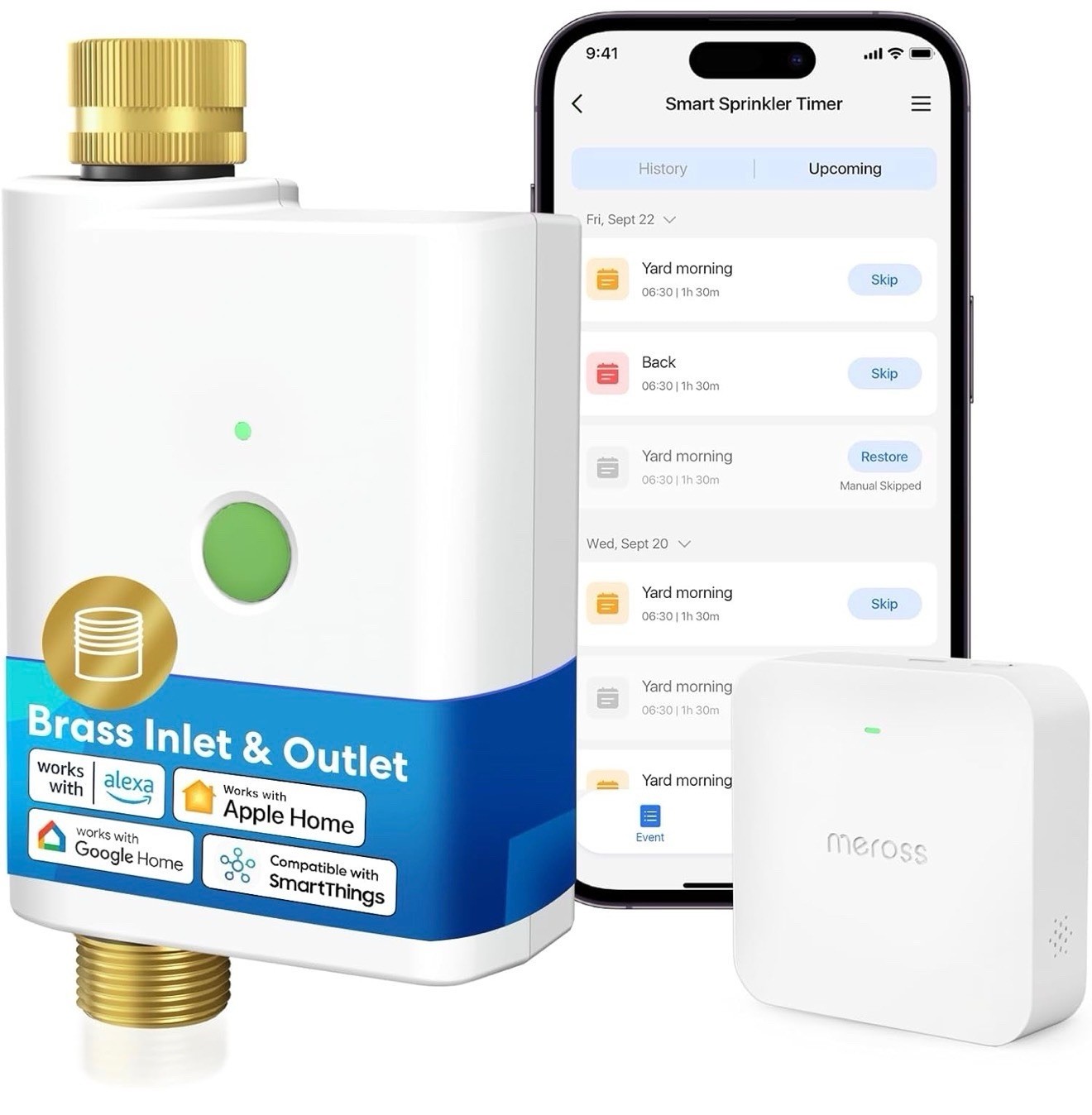 MEROSS WiFi Water Timer for Garden Hose Smart Hose Timer with Brass Inlet&Outet
