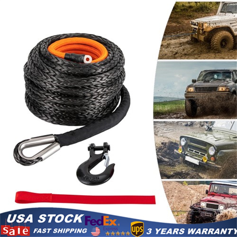 9/16"x76ft 35000LBS Synthetic Winch Rope Recovery Cable Winch Line Truck SUV
