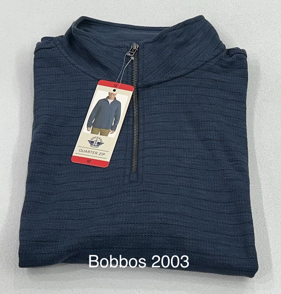Dockers Men's Quarter Zip Regular Fit Textured Fabric Pullover, Blue, Size M