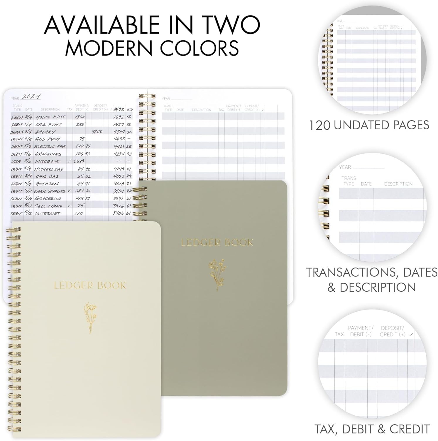 Easy to Use Accounting Ledger Book - The Perfect Expense Tracker Notebook