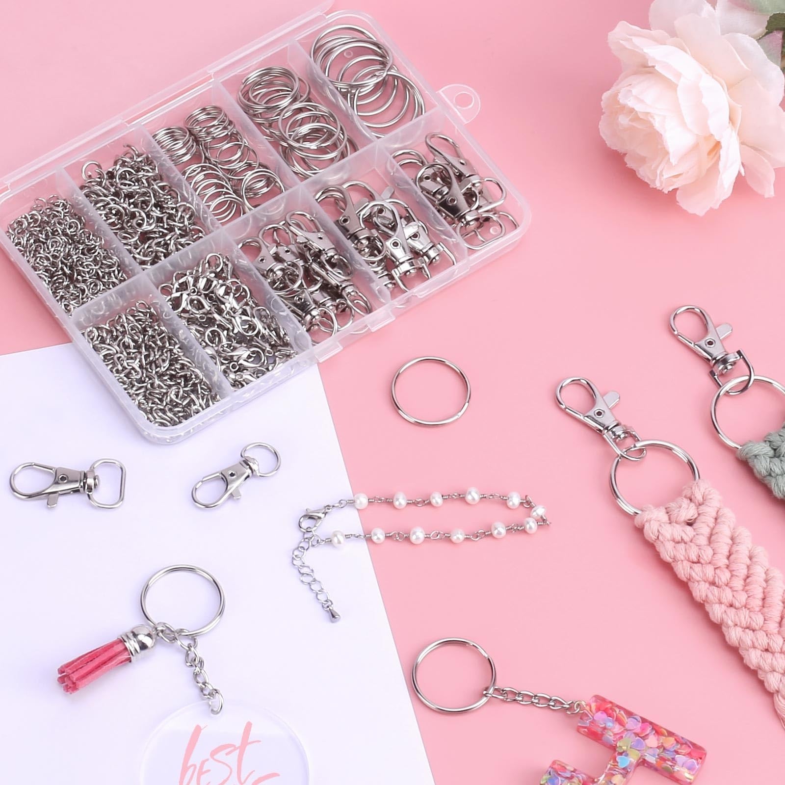 523PCS Keychain Making Kit, Keychain Making Supplies Including Keychains Clip...