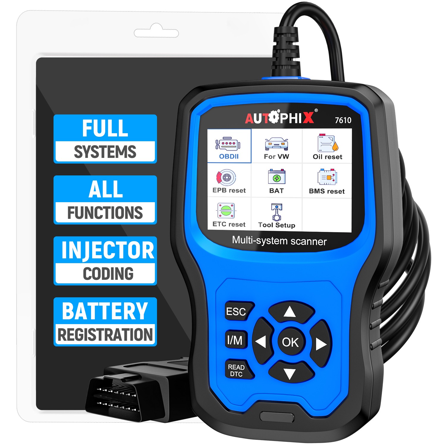 For VW AUDI Car All System OBD2 Diagnostic Scanner ABS SRS Oil EPB DPF TPMS TPS