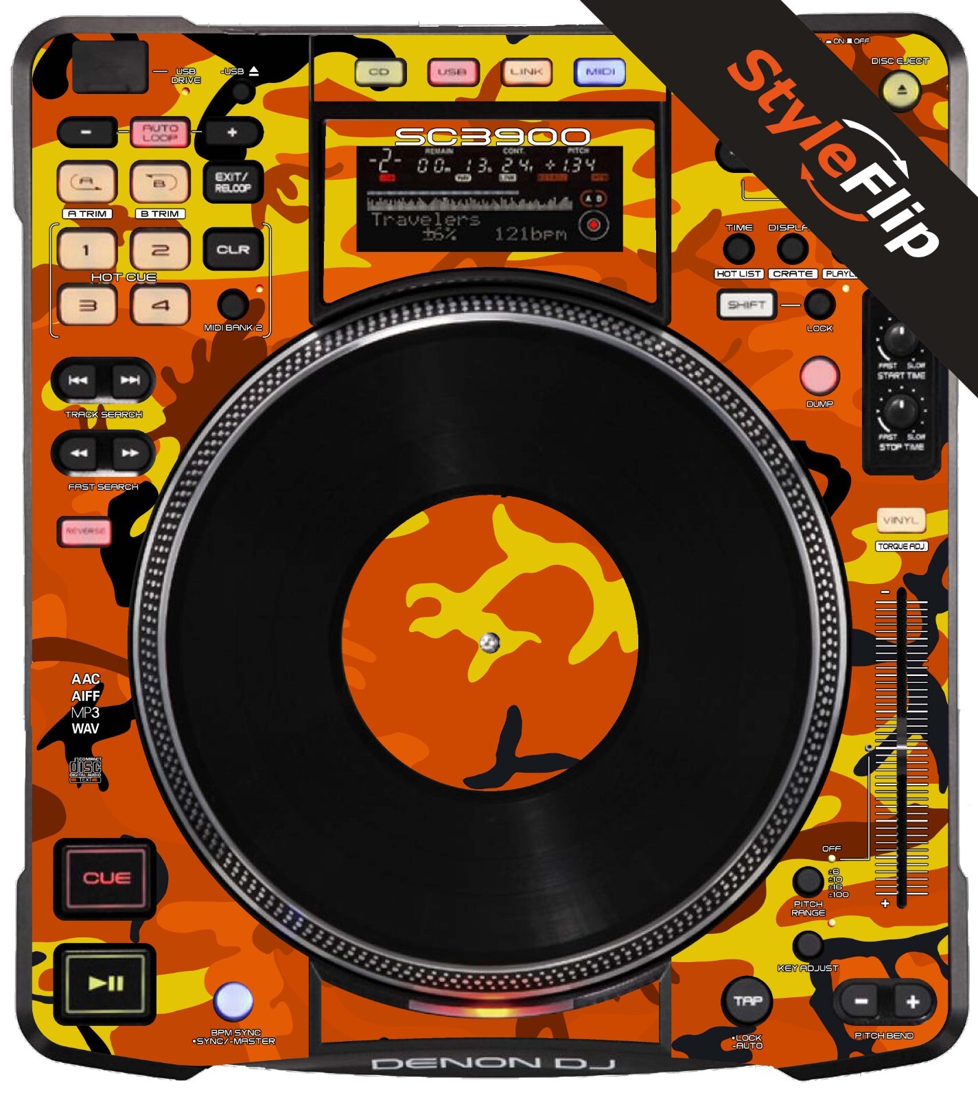 Denon SC3900 | Orange Camo | Protective Decal | StyleFlip Skins