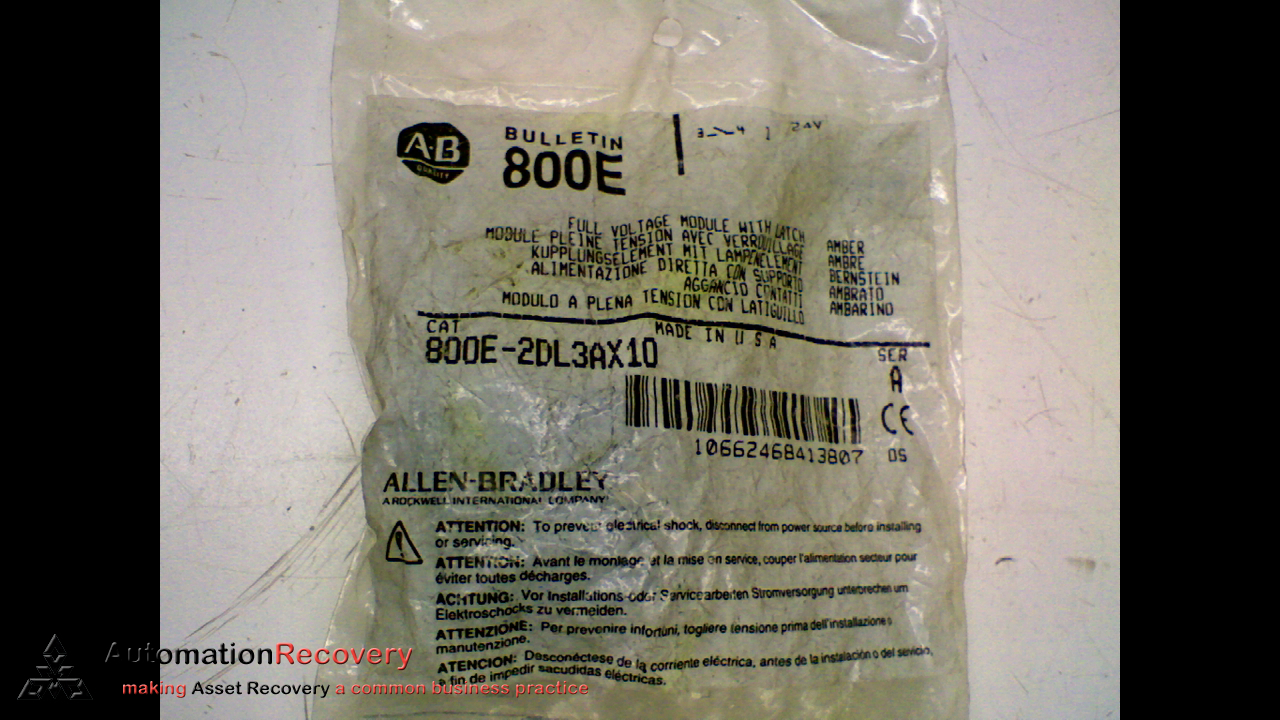 ALLEN BRADLEY 800E-2DL3AX10 SERIES A 22.5MM PUSH BUTTON MOUNT, NEW #156900