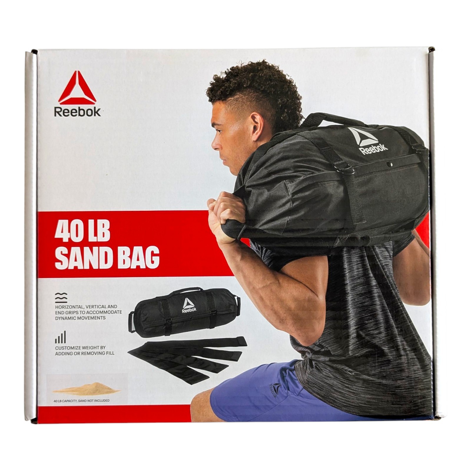 Reebok 40 Lb Sand Bag For Fitness Build Muscle, Core & Back Strengthening BNIB