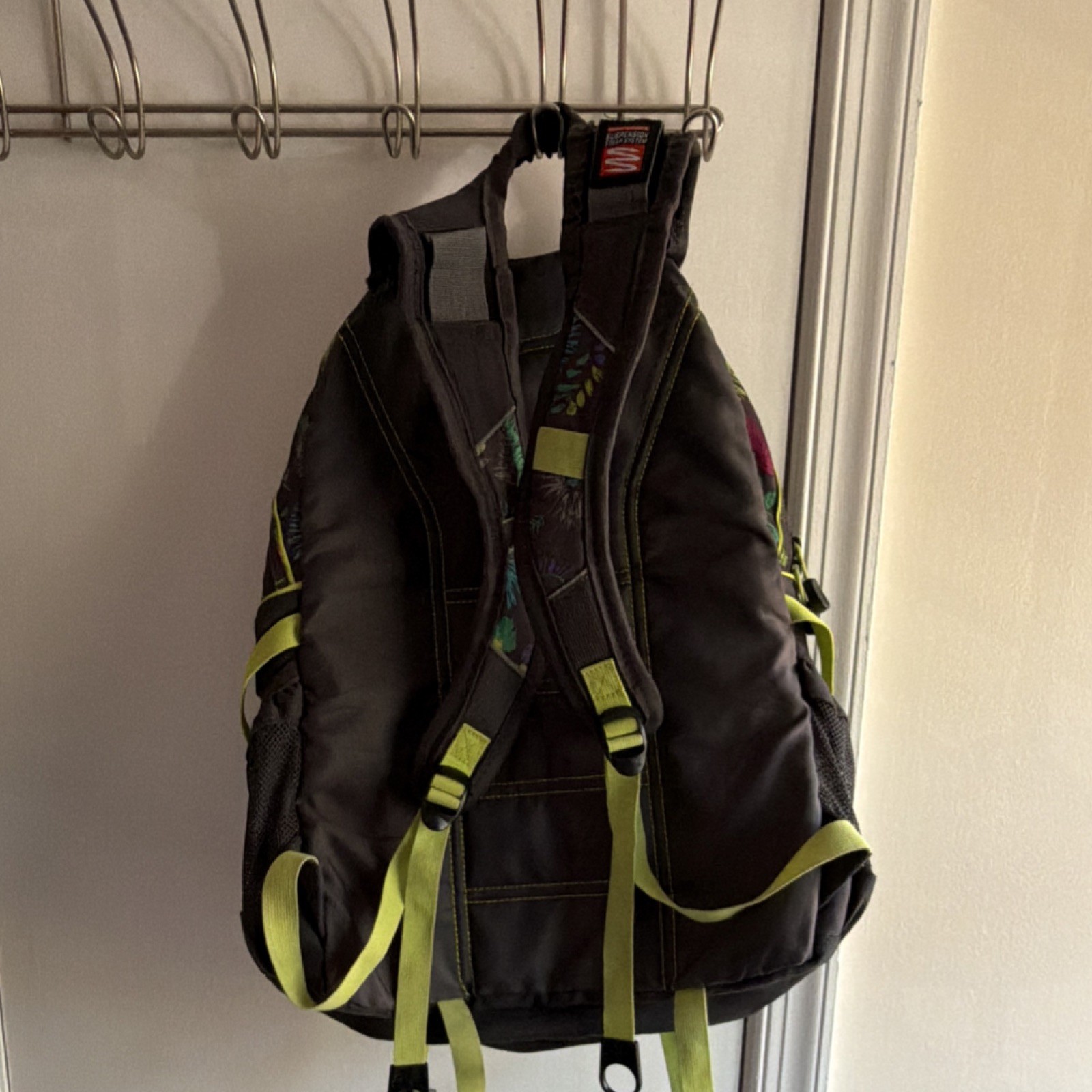 High Sierra Floral Hiking Backpack Black Multicolor 5 Pockets Multifunction