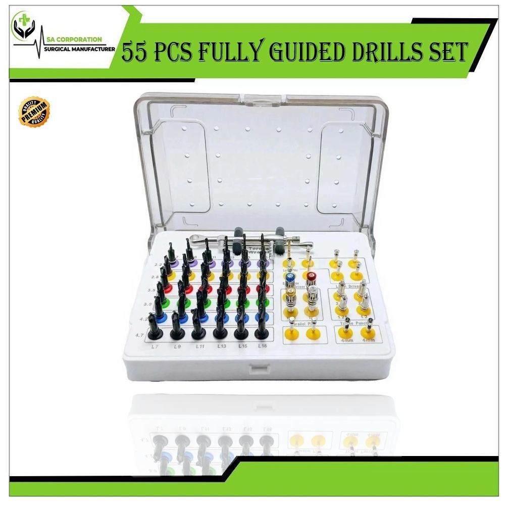 55 Pcs Fully Guided Drills Set Universal Dental Implant Guide & Positioning Kits