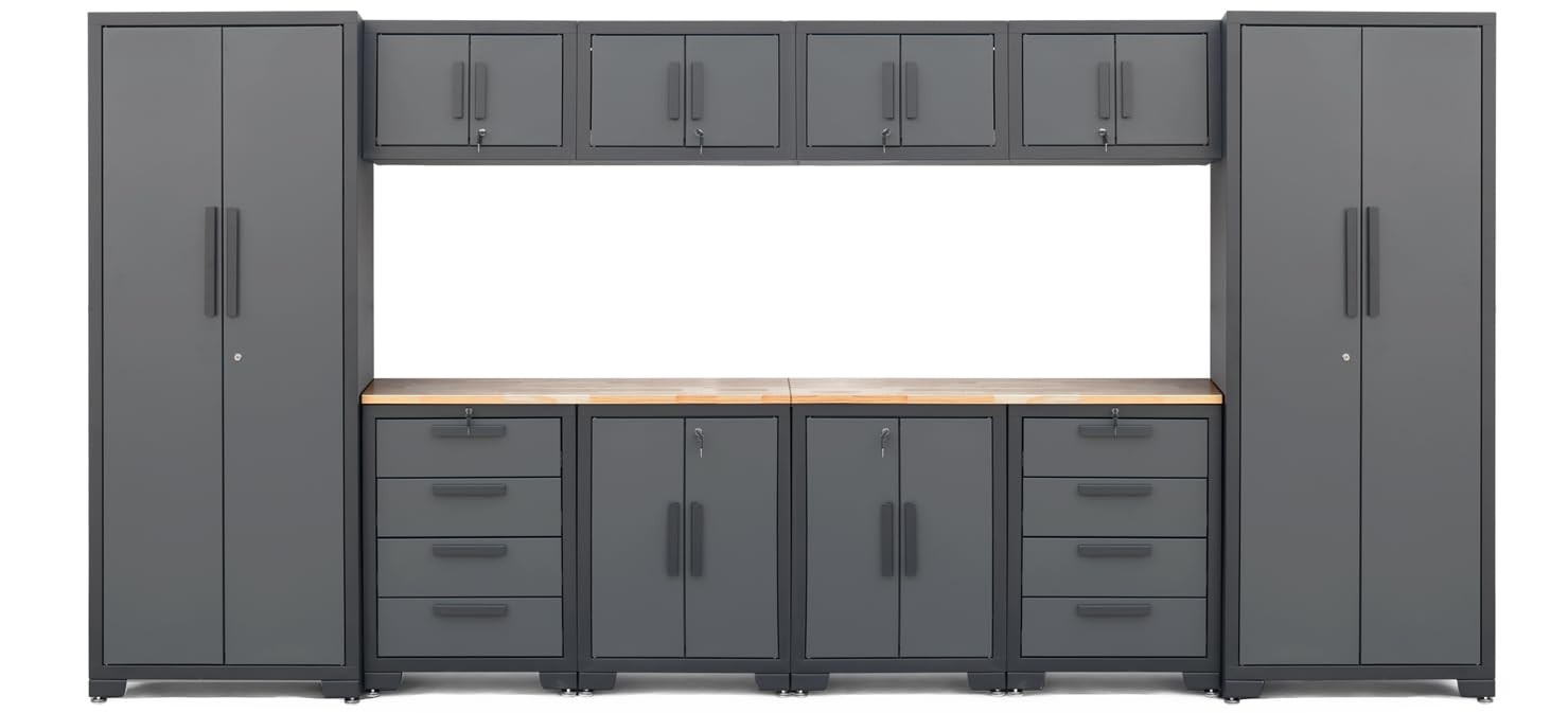 YELLOW JACKET Garage Storage Cabinets System Lockable 12Pcs Workshop Cabinet Set