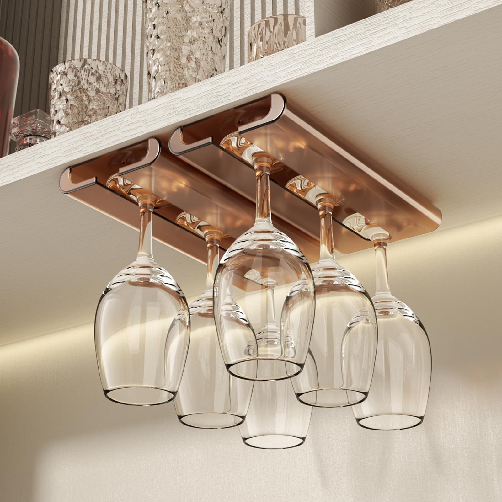 2Pack Wine Glass Holder - Under Cabinet, No Drilling Installation, Stemware R...
