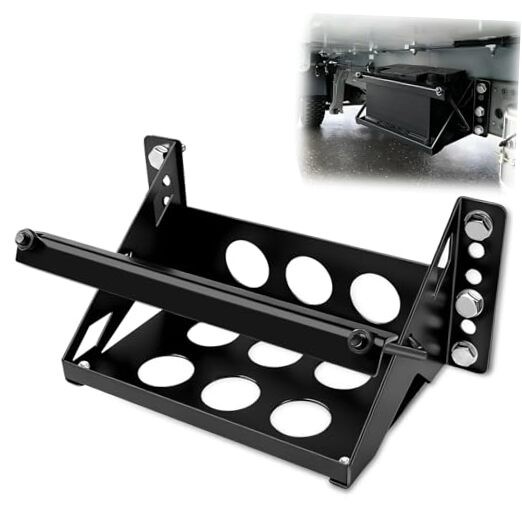 Heavy-Duty Metal Battery Mounting Tray Box, Universal Steel Bolt-In Bracket