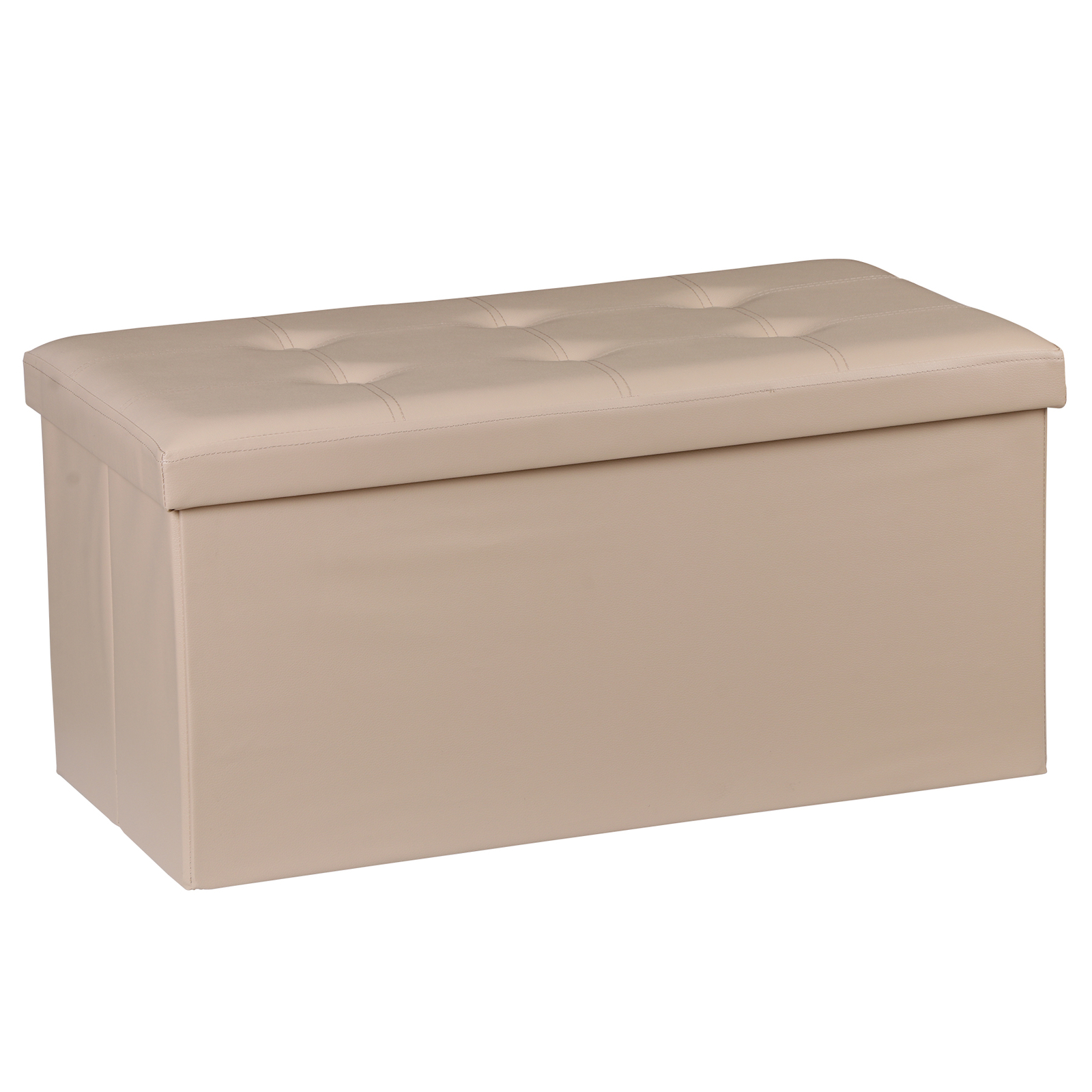 Beige Sturdy Ottomans Foot Bench Foldable Storage Footstools Spacious Organizer