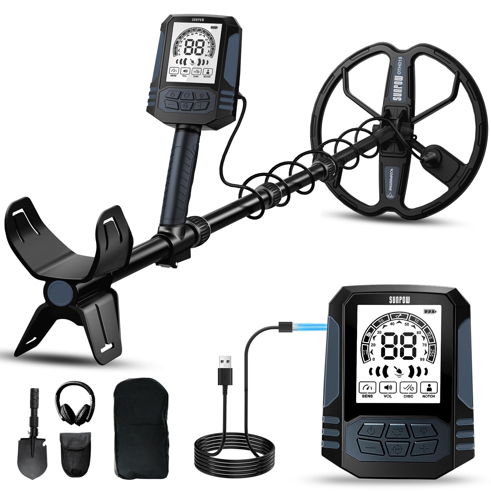 Rechargeable Metal Detector for Adults - 2500mah Lithium Battery for 35H Use ...