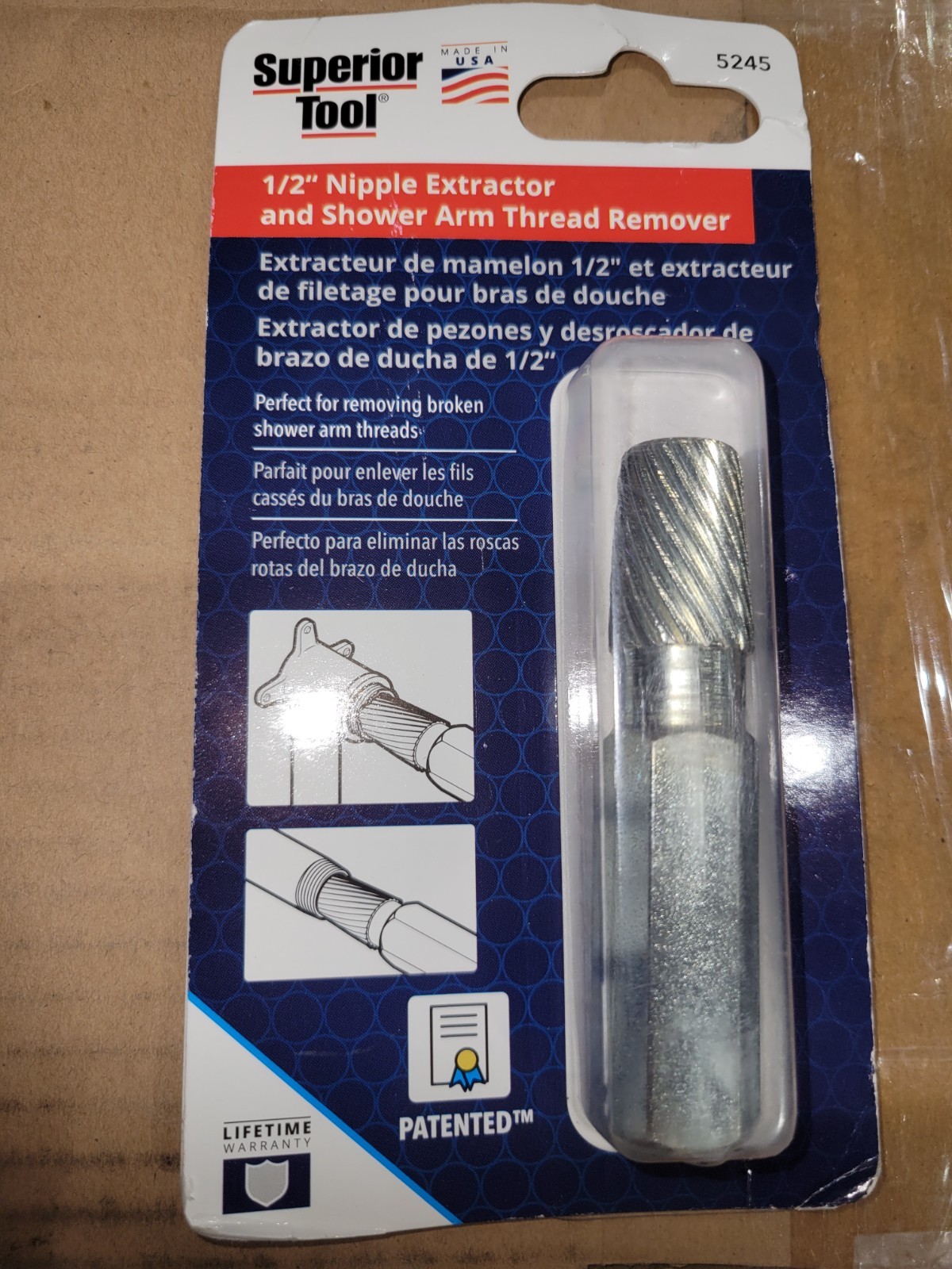 Superior Tool 05245 1/2" Nipple Extractor & Shower Arm Thread Remover PRO