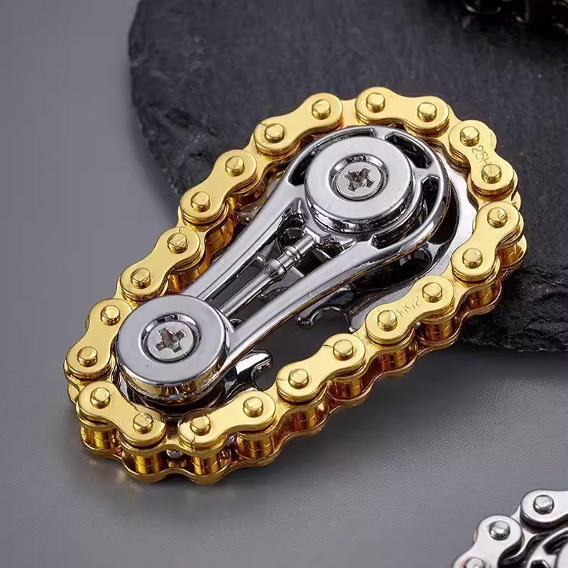 Metal Gear Fidget Chain Spinner Keychain Stress Relief Toy