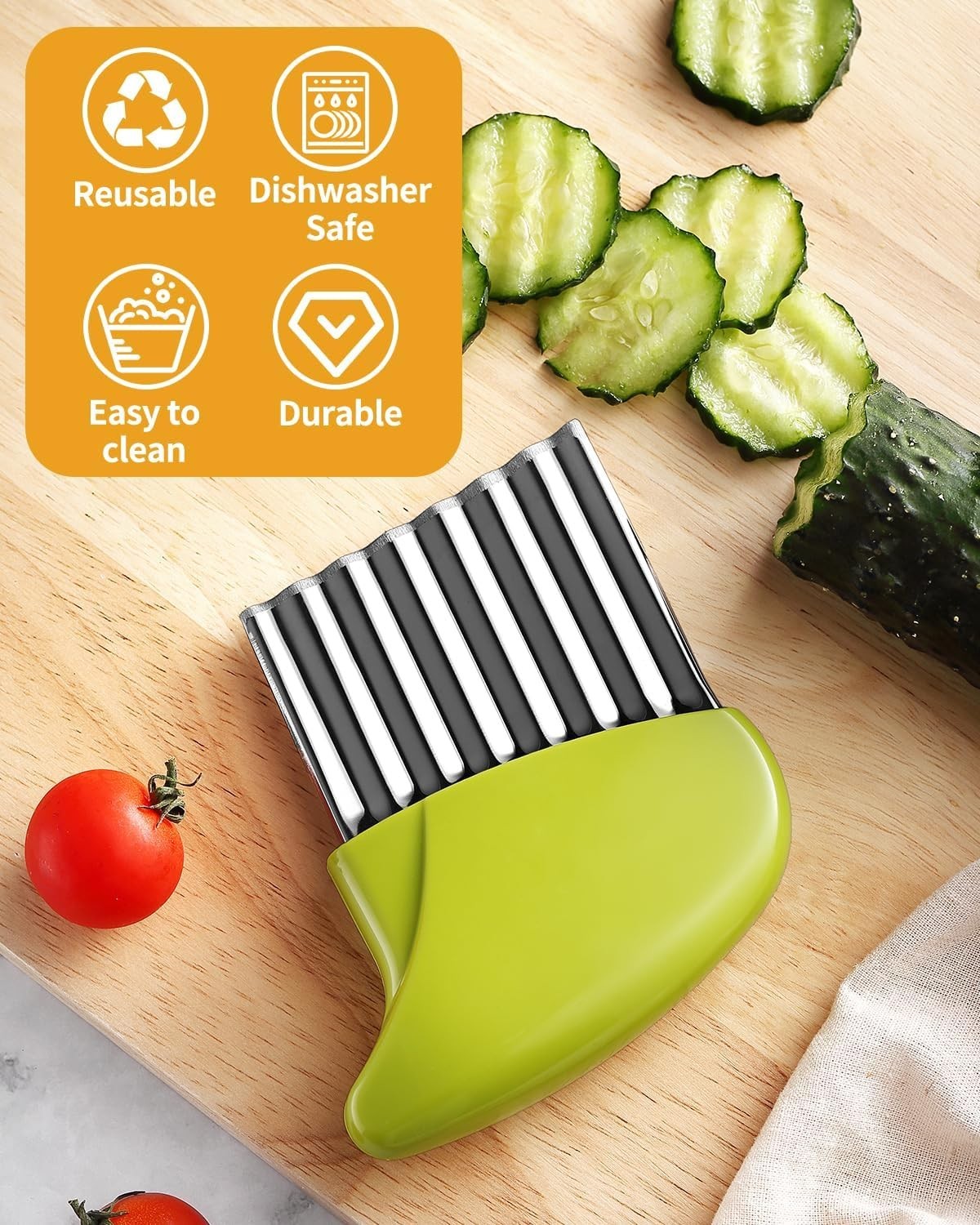 Ergonomic Crinkle Cutter – Experience Effortless Vegetable & Fruit Preparation!