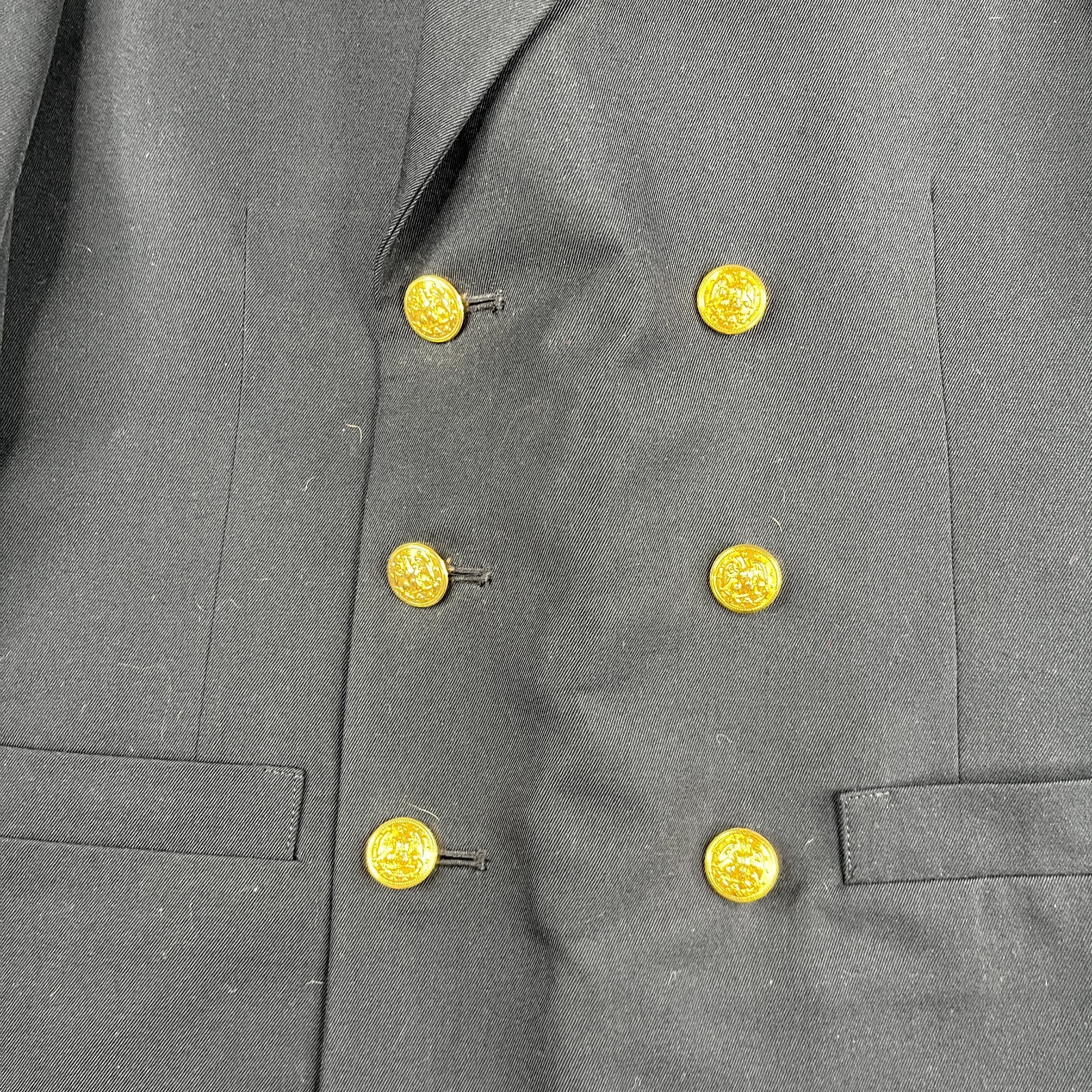 FLYING CROSS COMMAND Mens Double Breasted GOLD F.D. 38 Reg BUTTON DK NAVY