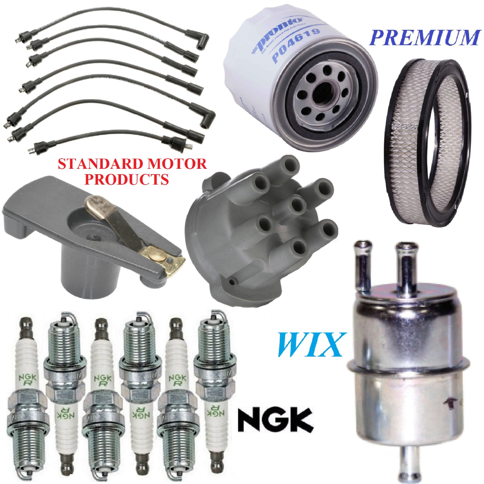 Tune Up Kit Air Oil Fuel Filters Cap Rotor Wire Plugs For JEEP J10 L6 4.2L 1987