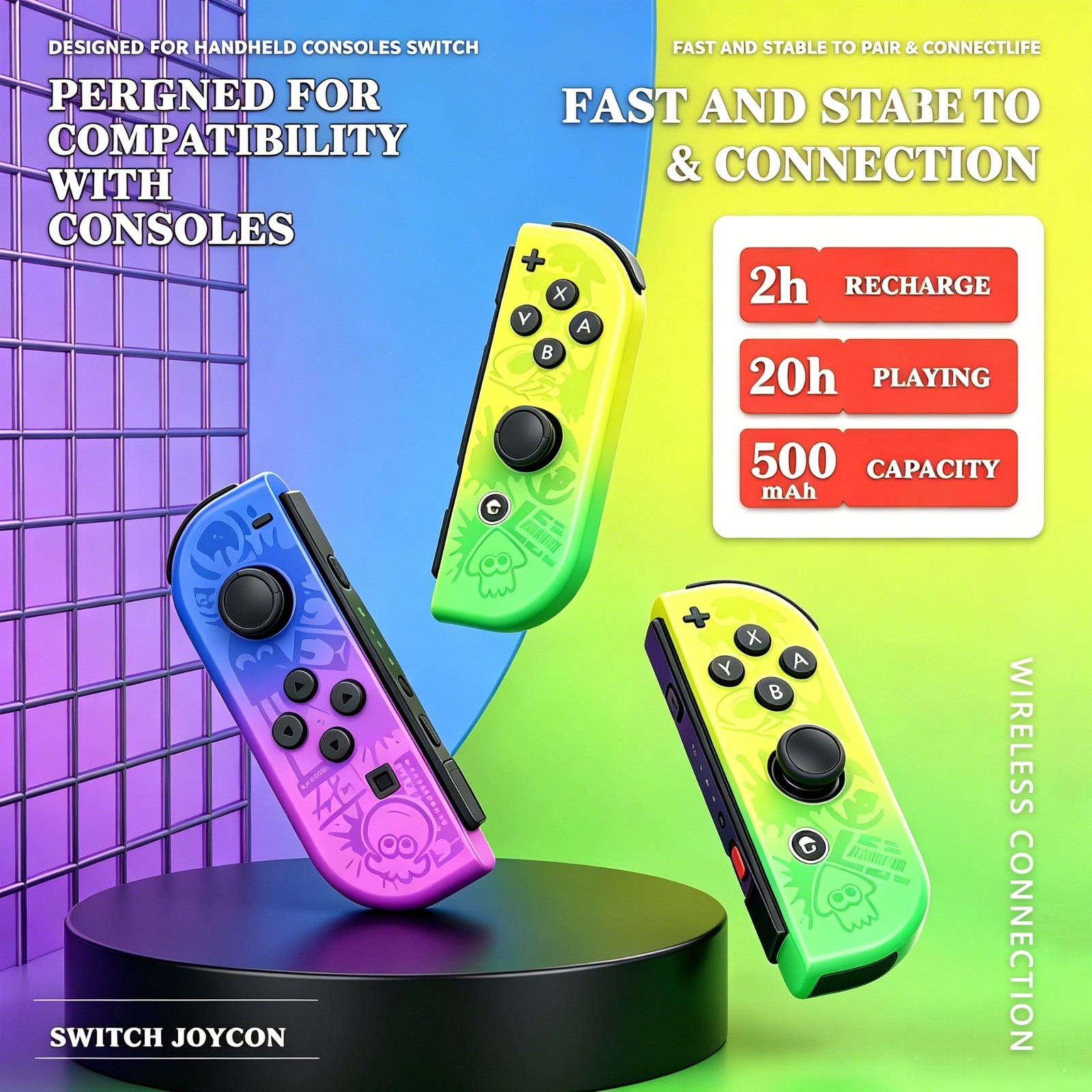 Wireless Dual Game Controller Pair Motion Sensor Rechargeable Gamepad