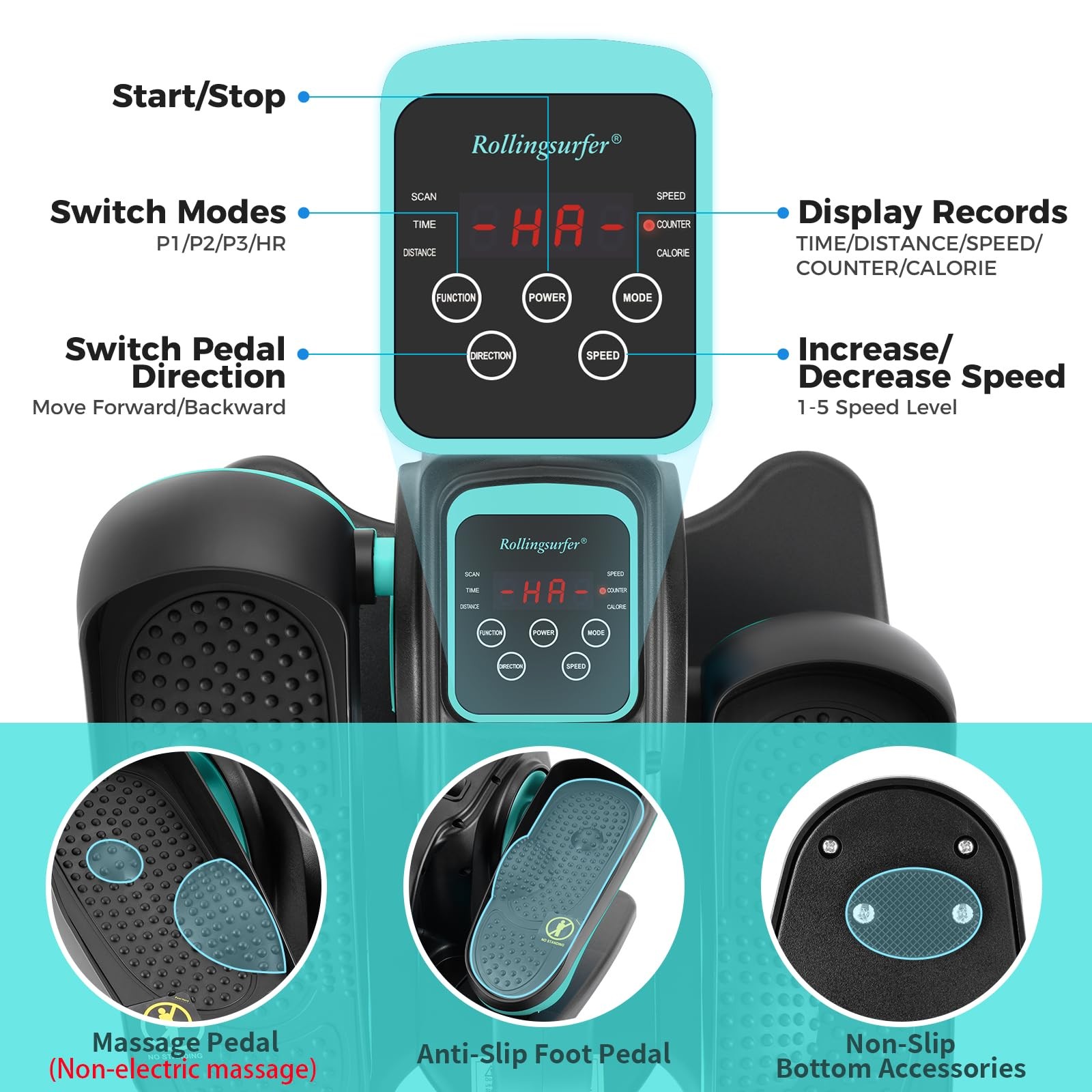 Under Desk Elliptical Machine, Compact Seated Pedal Exerciser with Remote