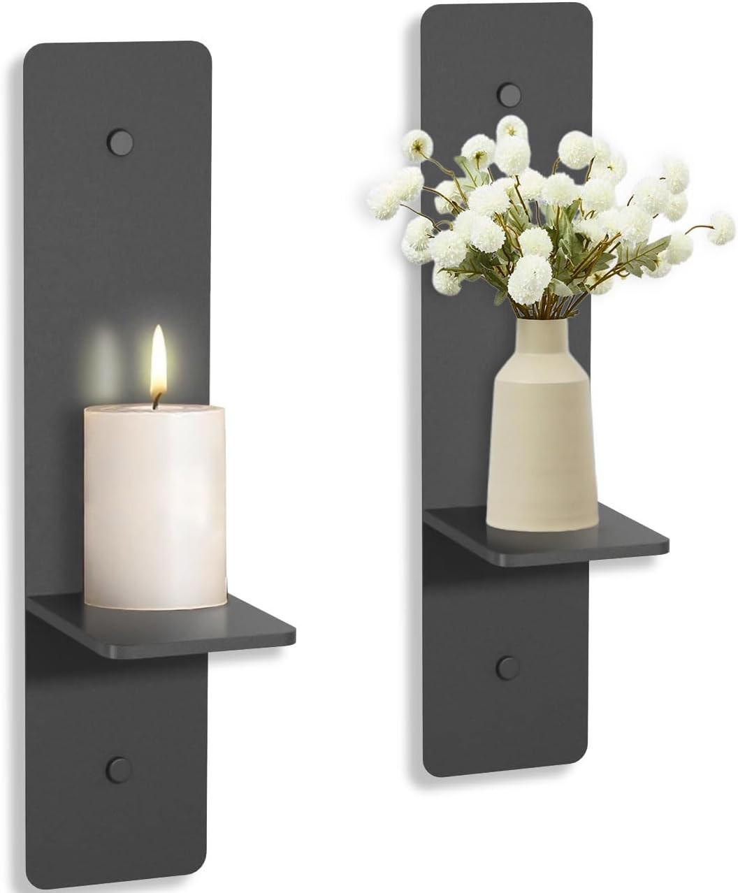Wall Candle sconces Set of Two,GWEUZMAL Metal Candle Sconces Black Wall Candle