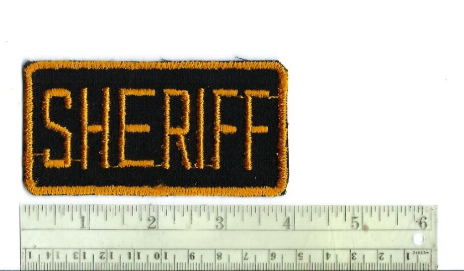 SHERIFF - 3.75" X 2" hat/chest patch *gold on black* - NEW! Law Enforcement