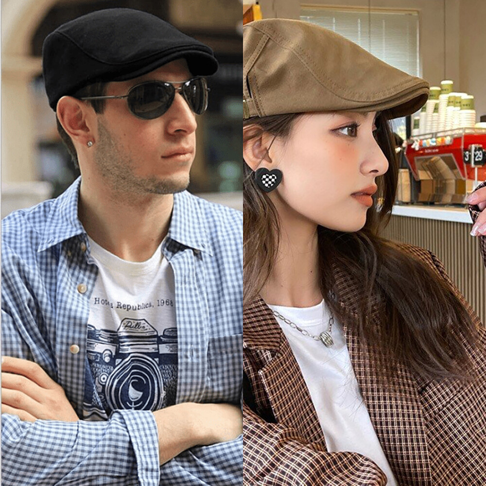 Solid Cotton Gatsby Cap Men Ivy Hat Golf Driving Summer Sun Flat Cabbie Newsboy