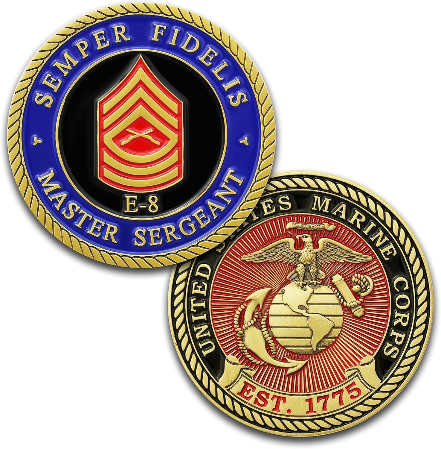 Challenge Coin: MARINE CORPS Rank E-8 Master Sergeant (Ships from CO, USA)