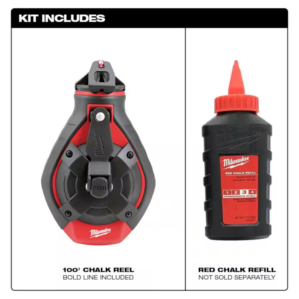 100 Ft. Bold Line Chalk Reel Kit with Red Chalk