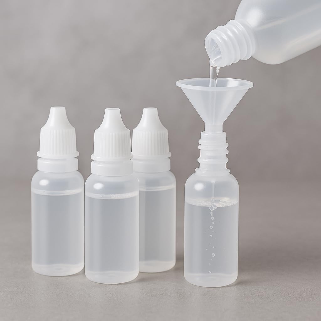 5 PCS (4 Bottles + 1 Funnel) 15ml (0.5oz) Small Plastic Dropper -...