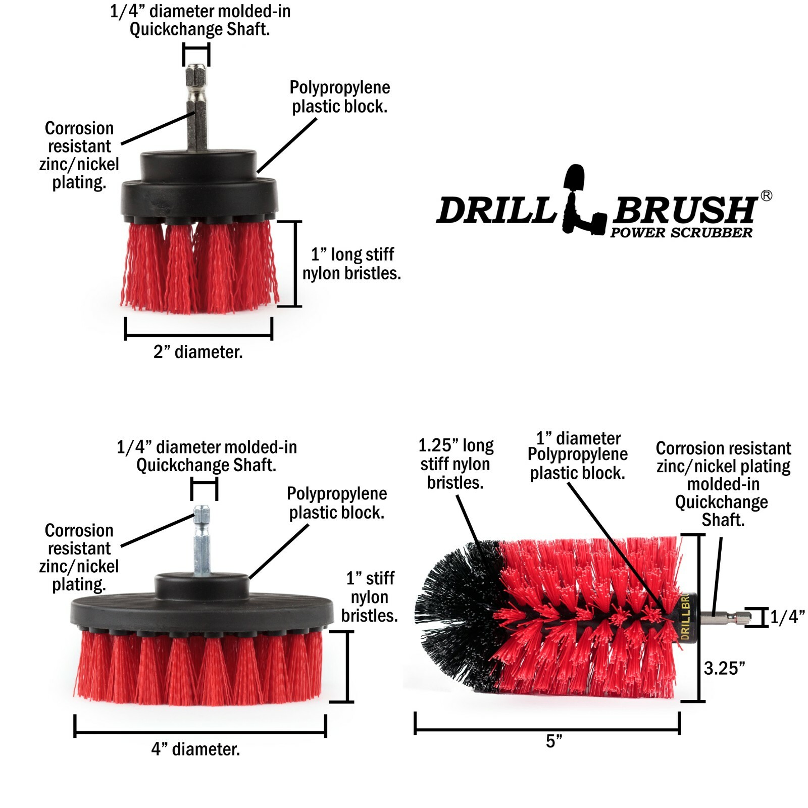 Outdoor Cleaning Drill Brushes - Garage Drill Brush Kit