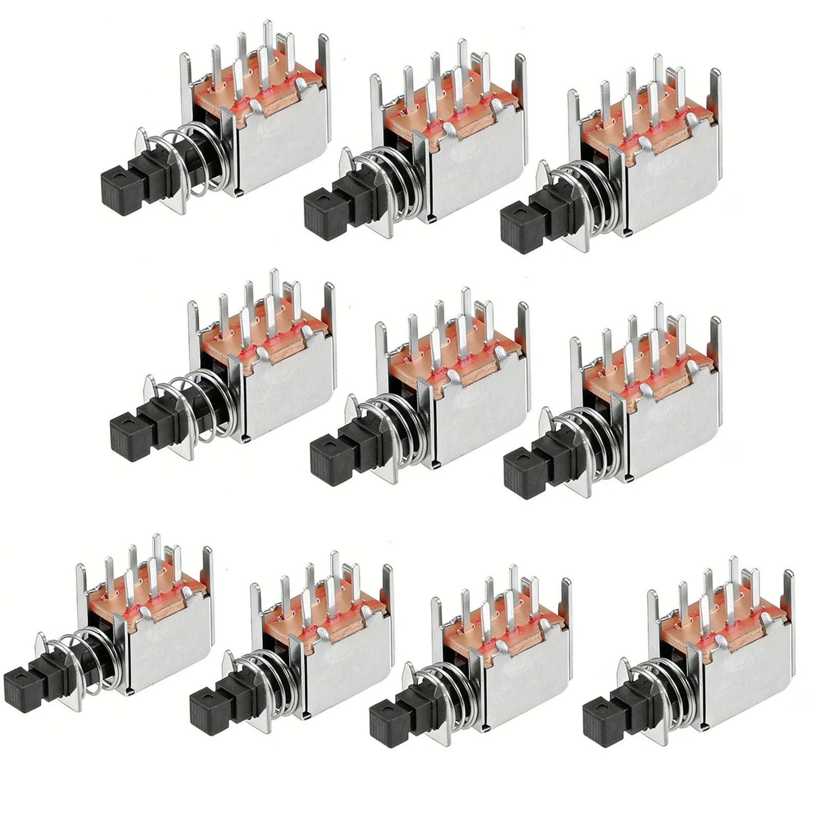 10pcs Push Button Switch DPDT 6 Pin 1 Position Self-Locking Black