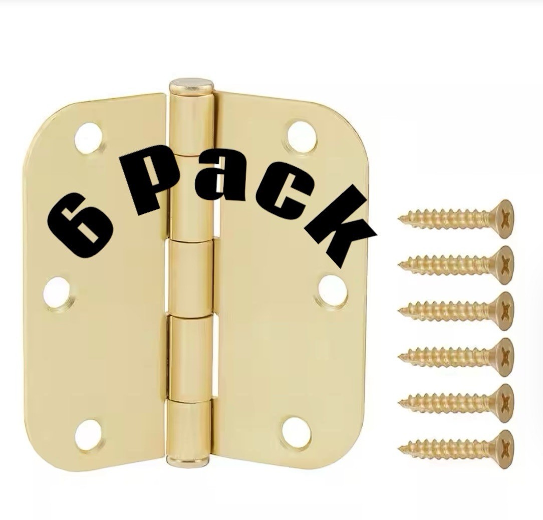 6 NEW Everbilt 3” Door Hinges 5/8” Radius Premium Finish Hardware Solid Brass