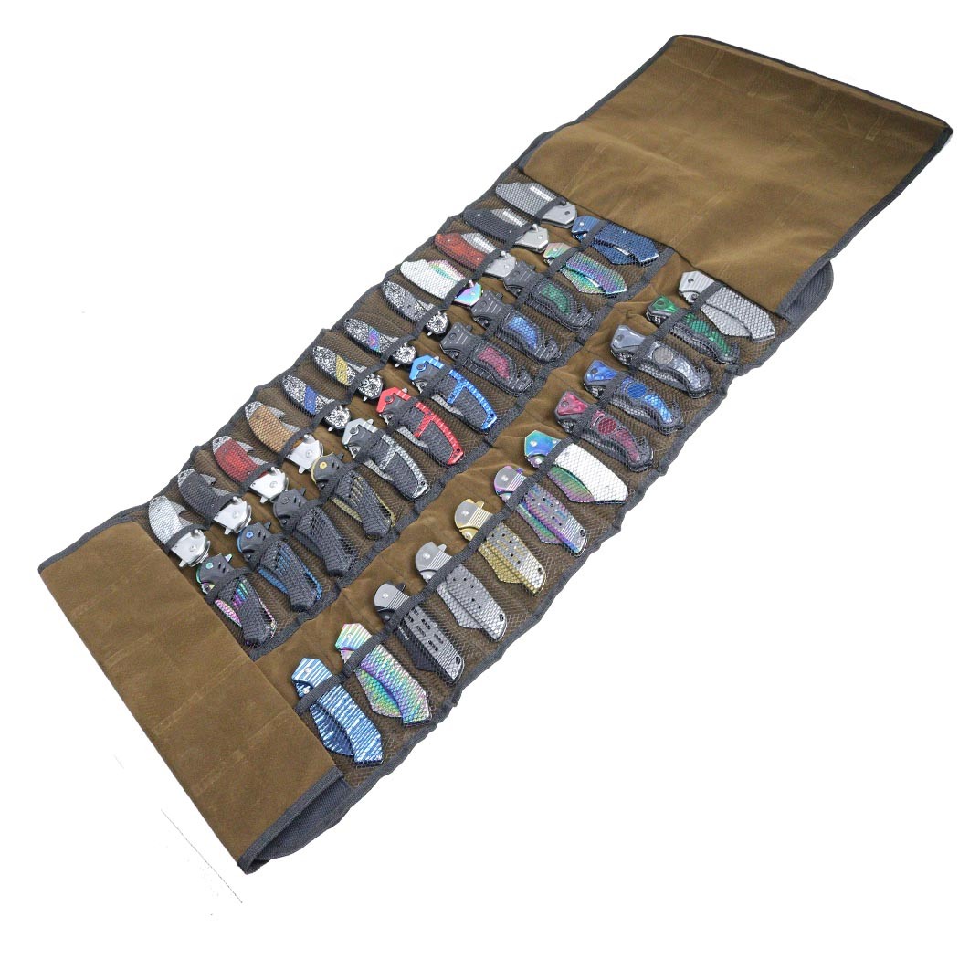 Defender 34"" Knife Holder Mesh Pockets Canvas Knives Roll Storage Bag 36pc Max