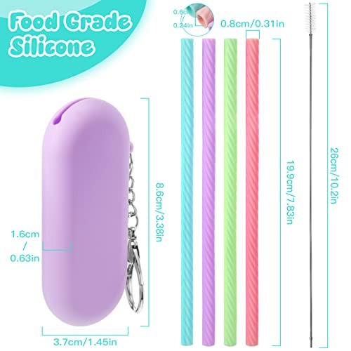 Sets Cruise Ship Essentials,Set Silicone Straws with Case 4 Classic Color