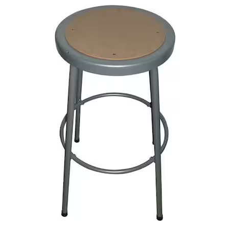 Round Stool, Height Range 24", Hardboard Gray, 44N707