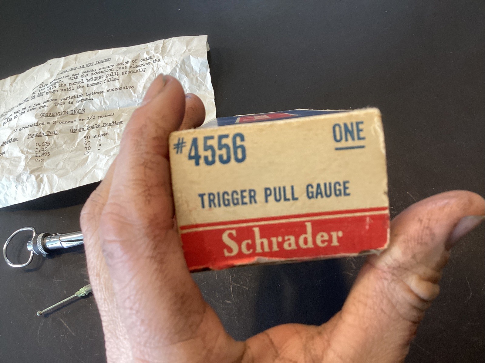 Schrader Trigger Pull Scale Gauge Ounces 4556 W/ Box & Instructions Free Ship