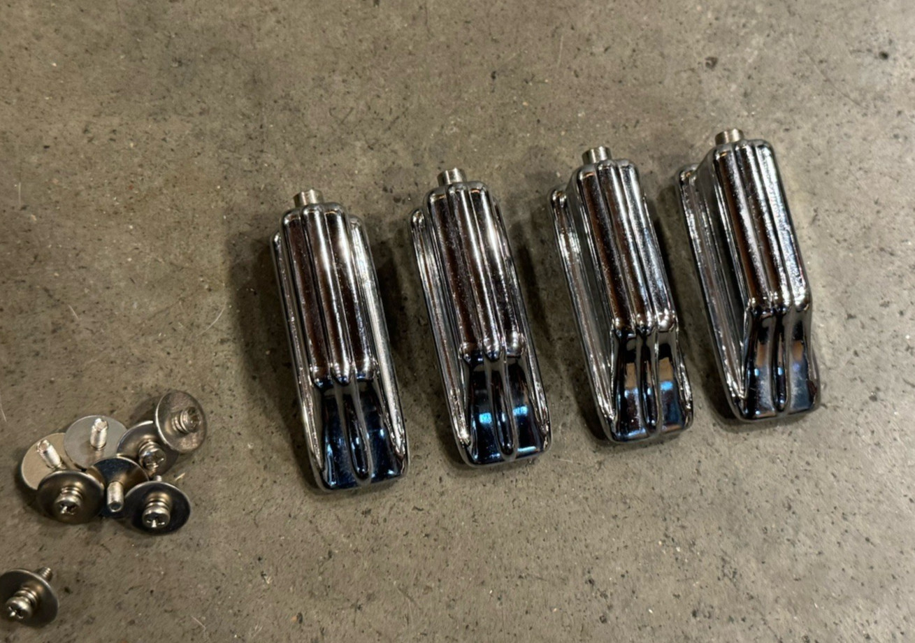 FOUR (4) Rogers R BASS Drum Lug Casing Casings CHROME VINTAGE off 80's R #BG7