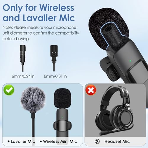 9 Pcs Mini Wireless Foam Microphone, Lavalier Microphone Windscreen 9PC Black