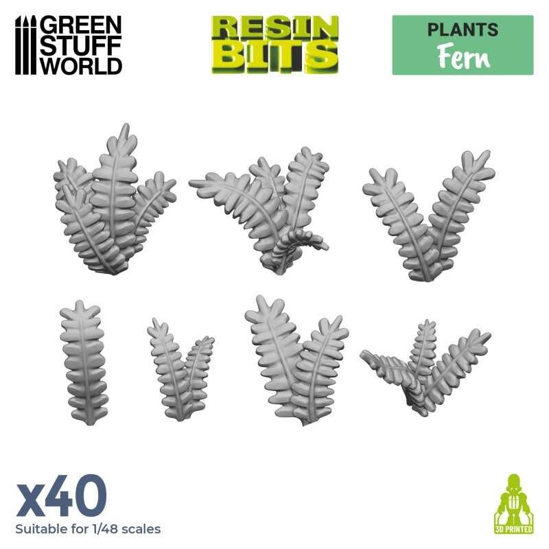 3D printed set - Fern leaves - Resin Decor Modelling  Wargames plants