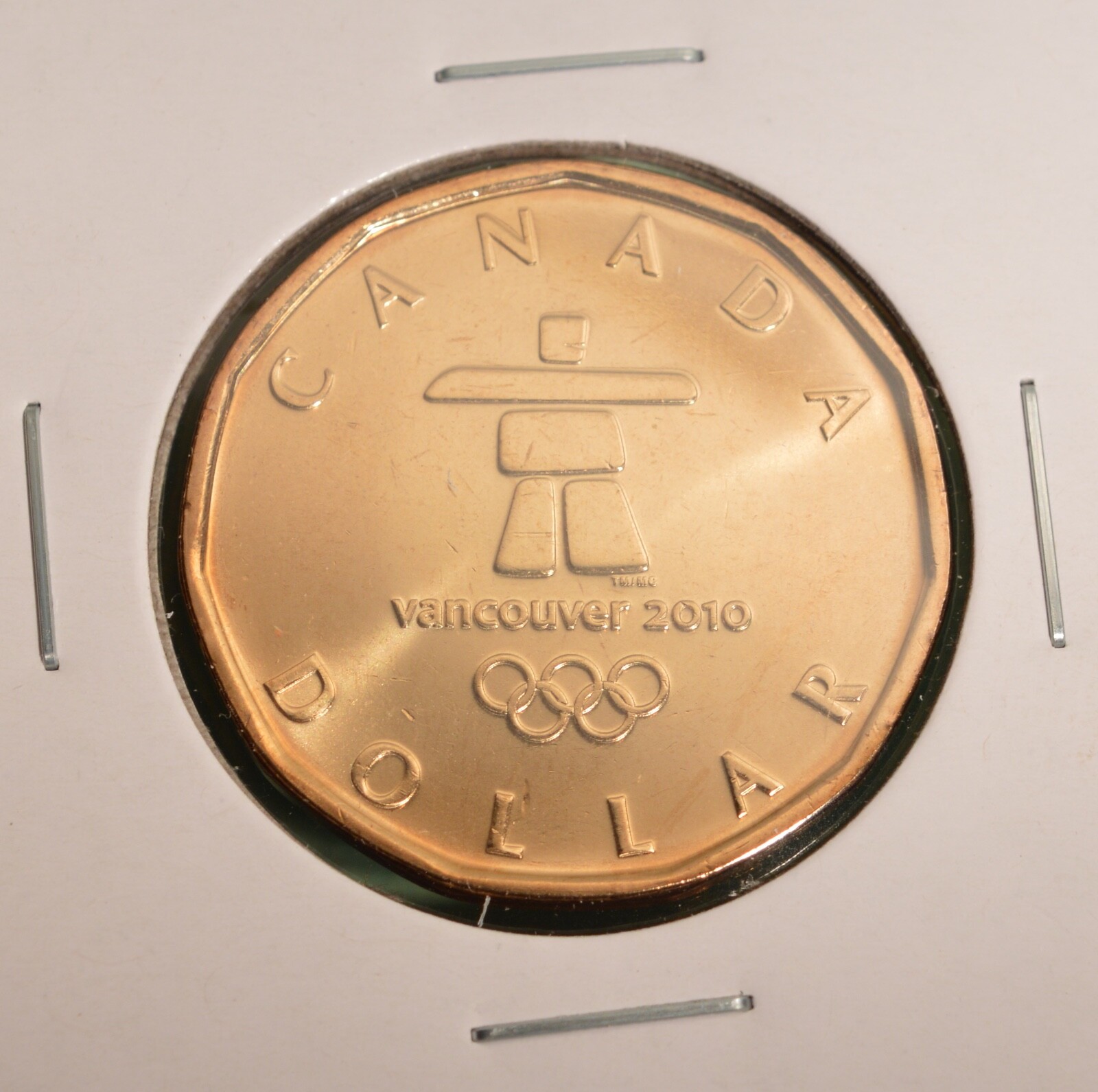 2010 - Inukshuk Vancouver Olympics Lucky Loonie BU UNC - from mint roll  🇨🇦