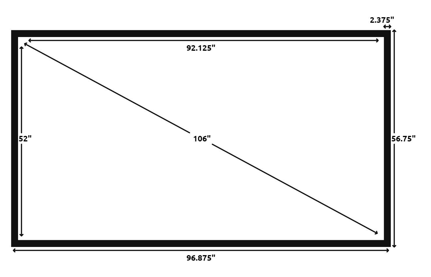 STR-169106-S Silver Ticket 106" Fixed Projection Screen Silver Material 16:9