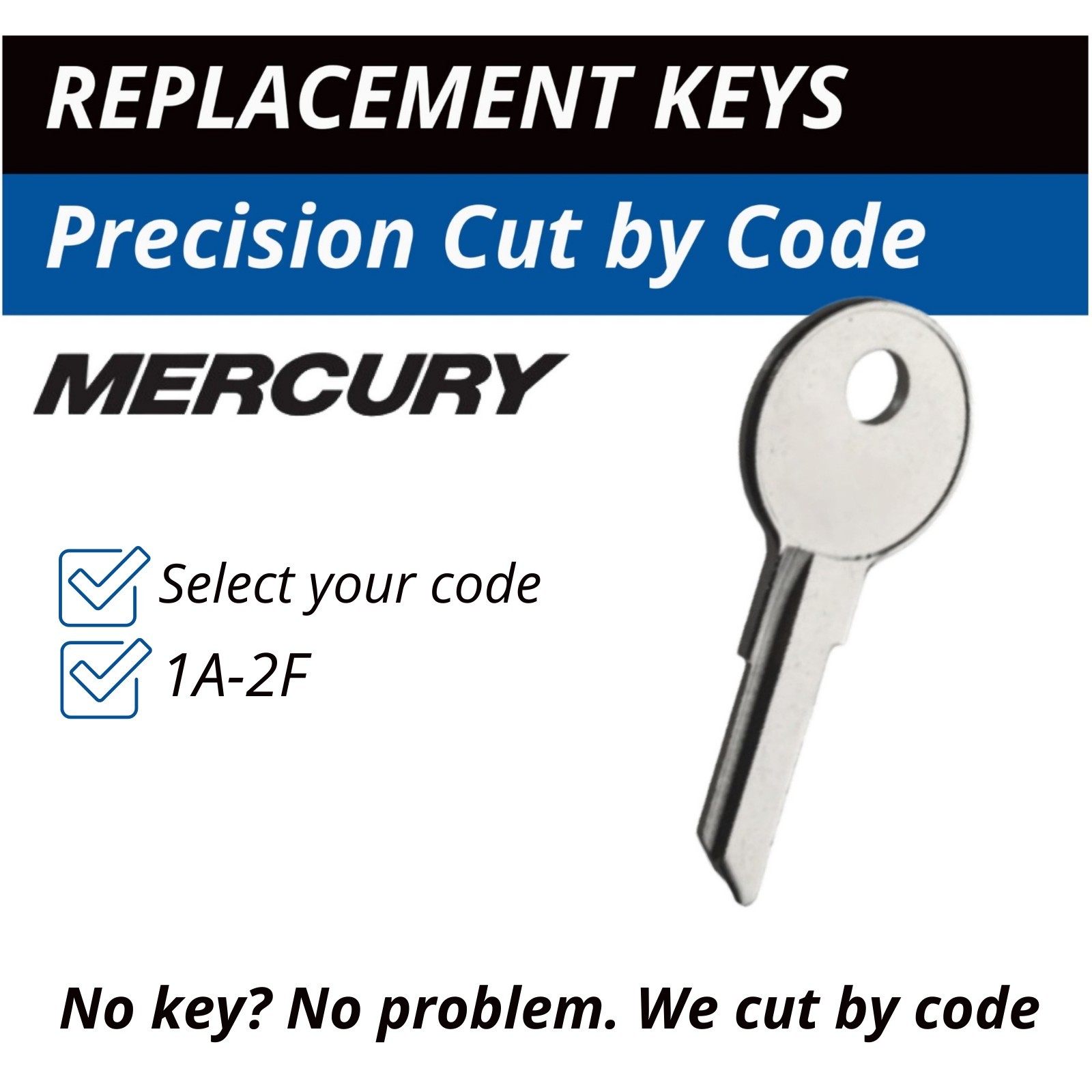 Mercury Keys Mariner Marine Outboard Boat Key Cut to your Code 1A-2F