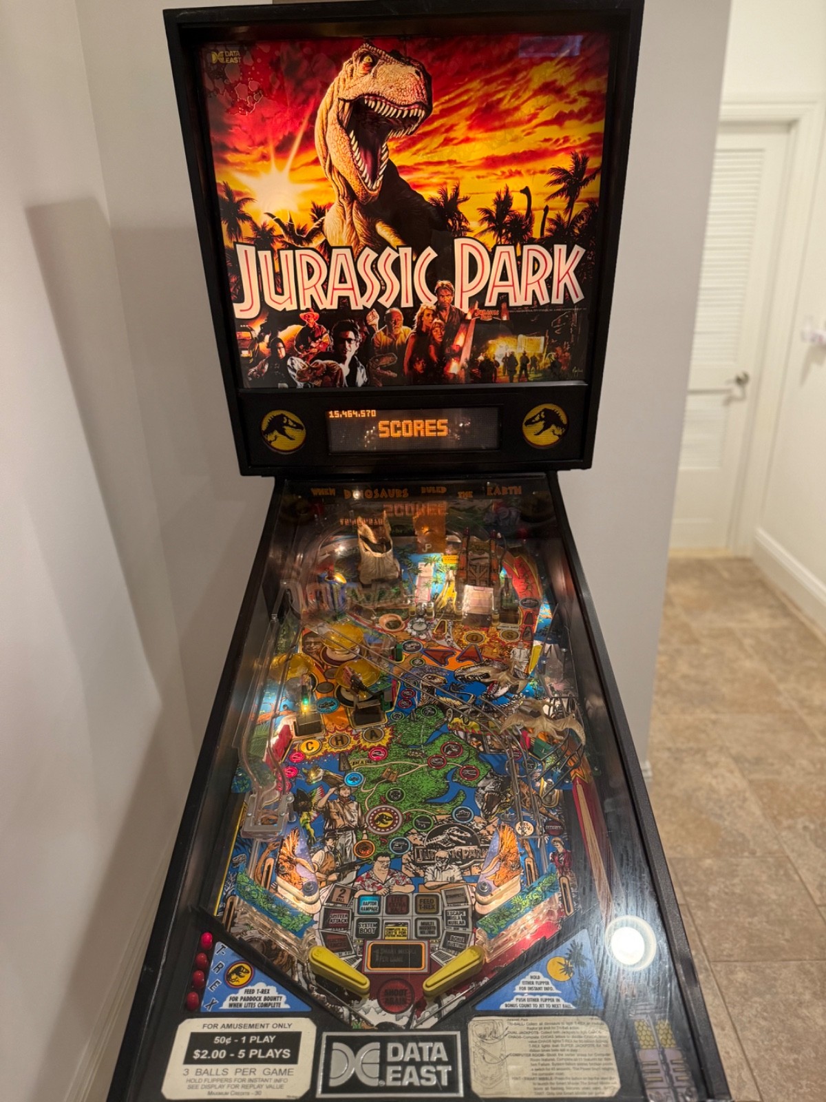 1993 Jurassic Park Pinball Machine - Original Edition - Used