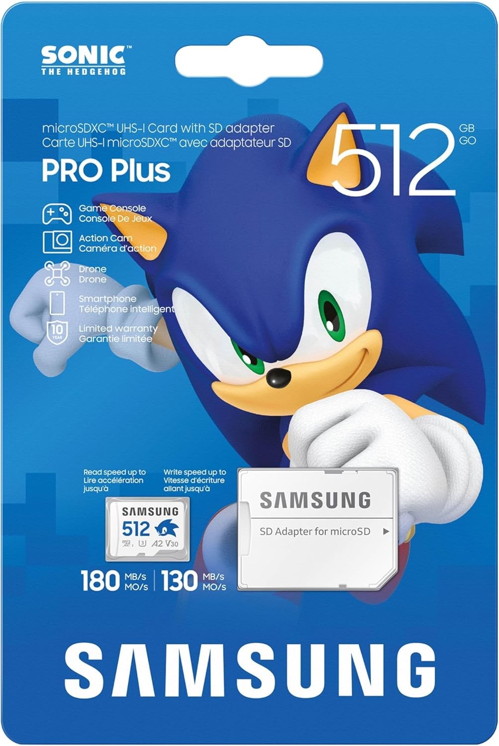Samsung 512GB PRO Plus Sonic the Hedgehog UHS-I microSDXC with SD Adapter