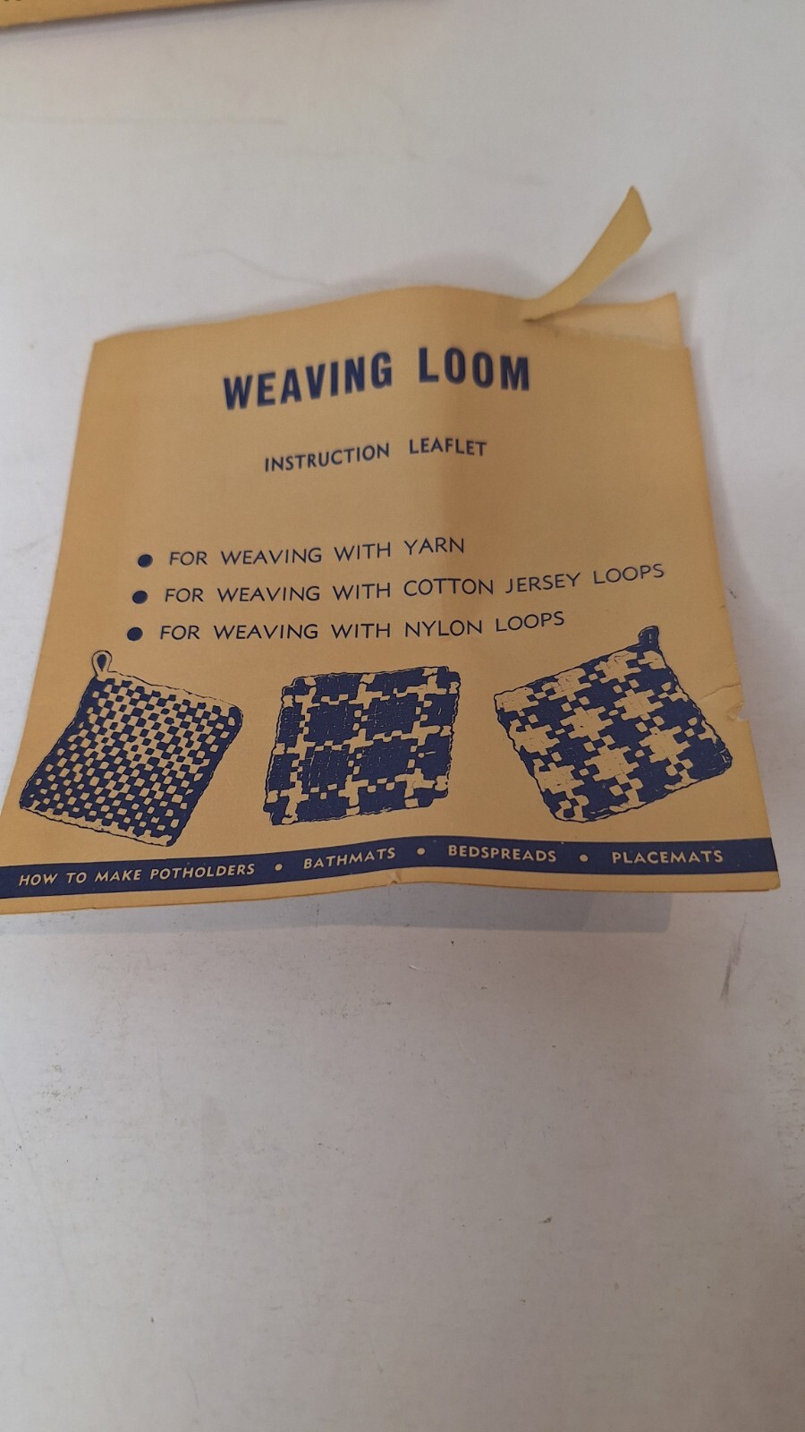 WEAVING LOOM 1940's 1950s Woolworth Value 7" Metal w/ Hook Instructions Box Vtg