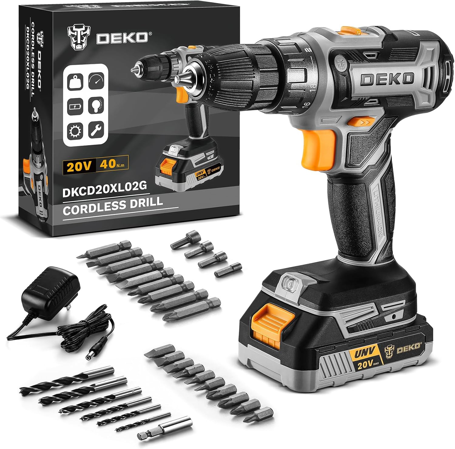 Power Drill Cordless:  Cordless Drill 20V Electric Power Drills Set Tool Drills