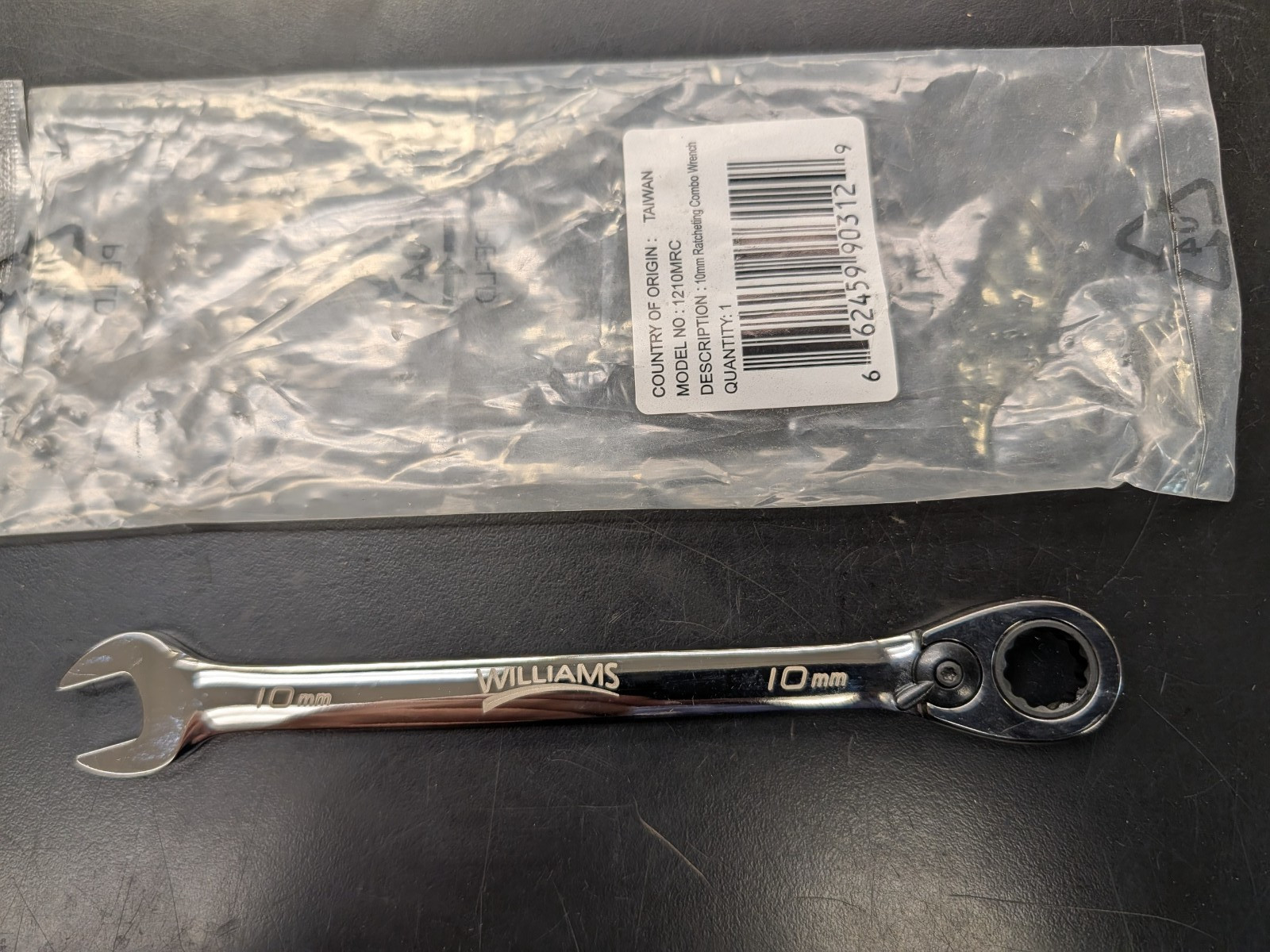 NEW WILLIAMS  10mm Reversible Ratcheting Combination Wrench Metric,12 PT- F.Ship